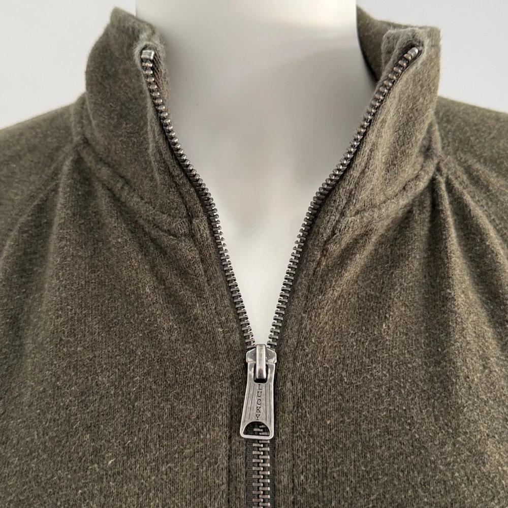 Lucky Brand grey‎ label Dark Olive men Utility quarter zip